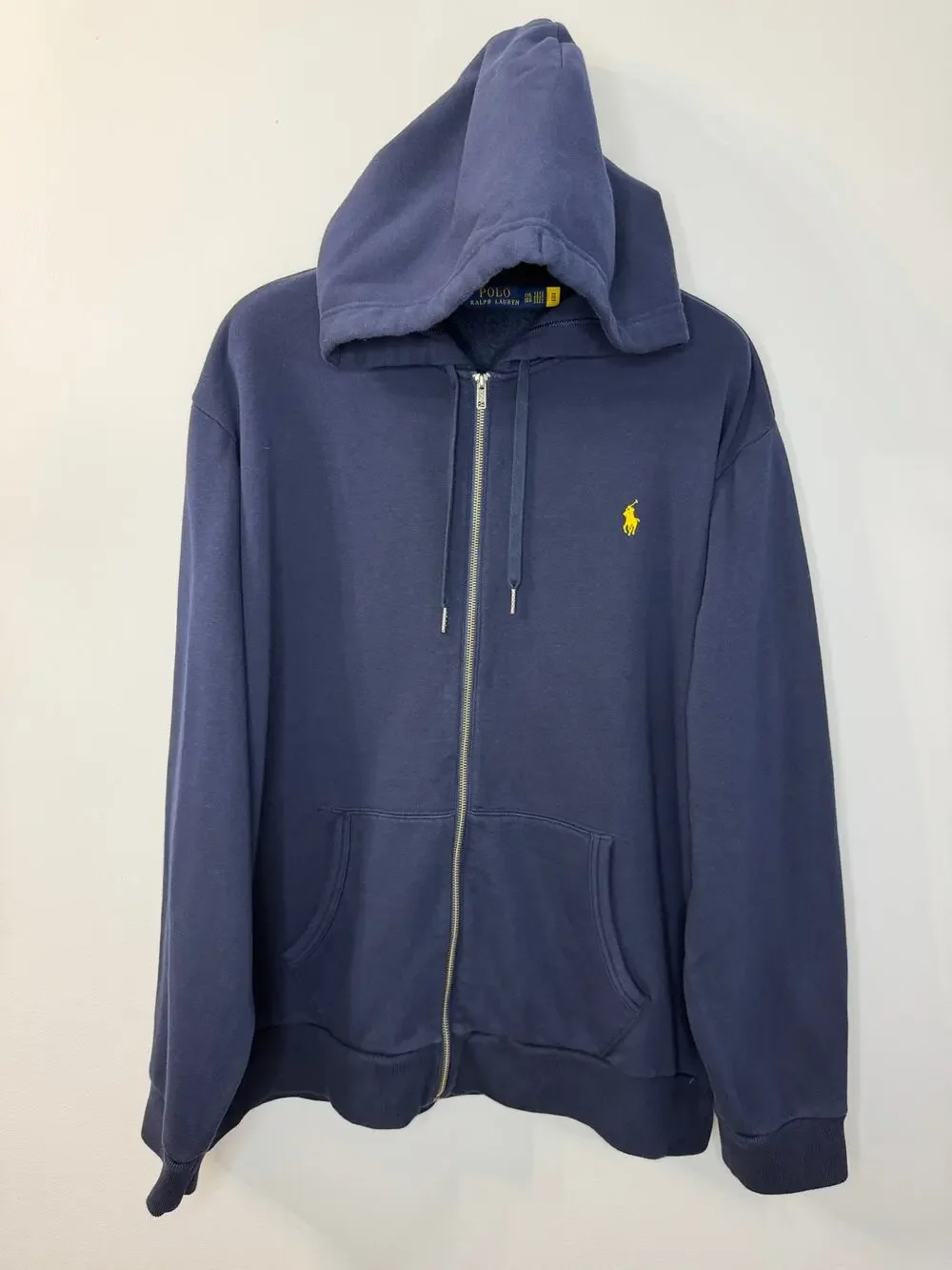 Polo Ralph Lauren Full Zip Hoodie Rainbow Spellout Pony Logo Sweatshirt Blue XXL